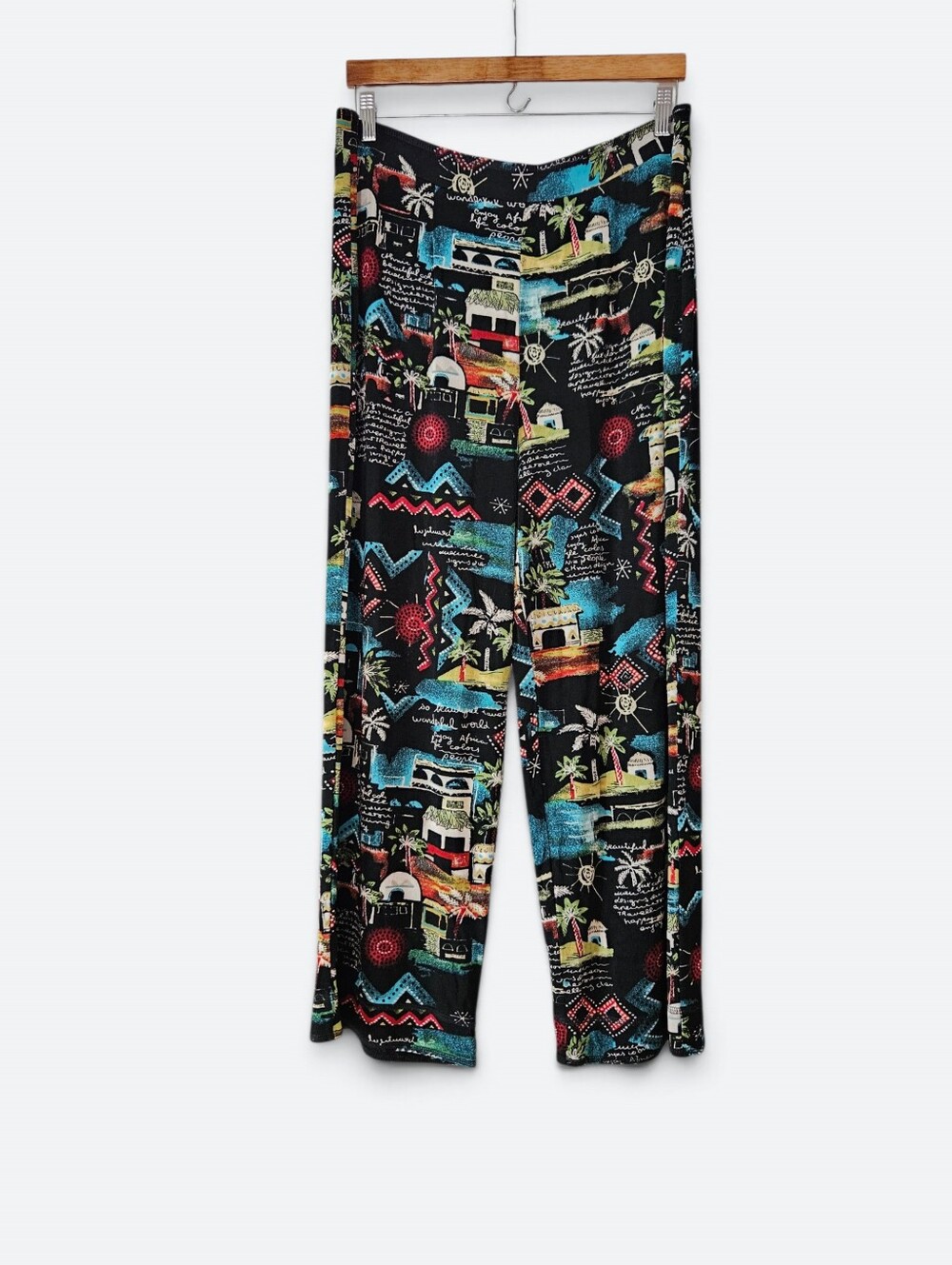 Chico's Travelers No Tummy Collage Print Relaxed Fit Wrinkle Free Pants XL/16